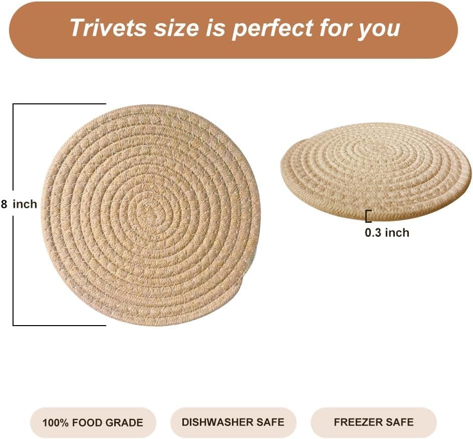 8 Inch Trivets for Hot Dishes,Hot Pads with Storage Basket, Pot