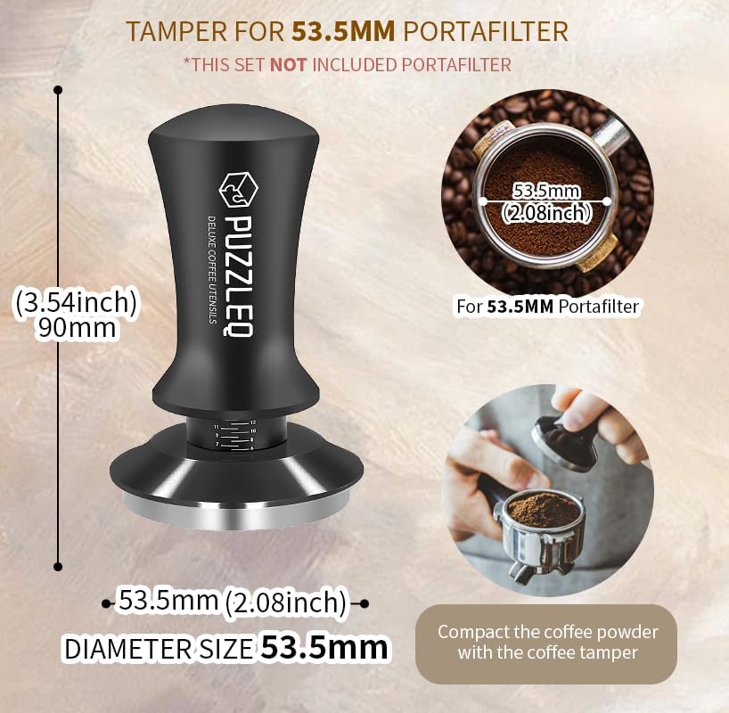 54mm Espresso Accessories Kit, Spring Loaded Calibrated Tamper,mat,WDT