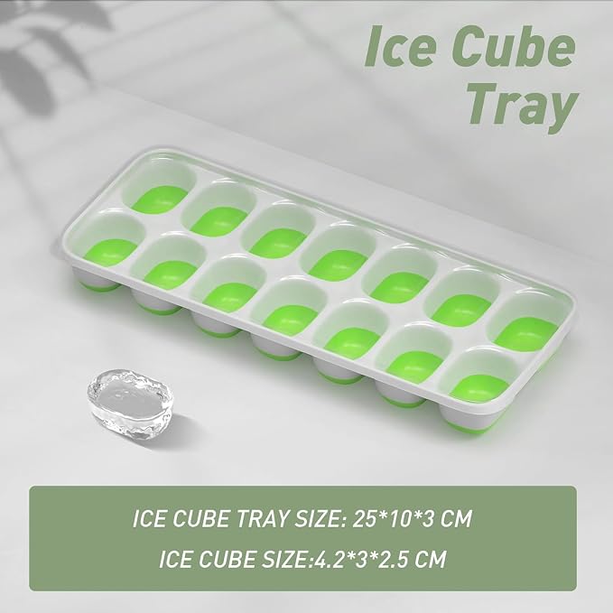 ChefAide Ice Cube Tray with Lid, 3 Pack 42 Cubes Durable Stackable Ice Cube - Image 3