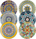 HENXFEN LEAD Boho Ceramic Salad & Dessert Plates Set of 6, 8.5 Inch