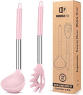 Silicone Pasta Fork and Ladle Spoon Set, Large Non Stick Kitchen Utensils by BUNDLEPRO