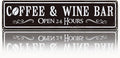 Coffee and Wine Bar Decor, Coffee & Wine Bar Open 24 Hours Sign, Retro Metal by Unknown