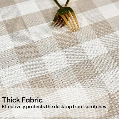 Gingham Table Cloth for Rectangle Tables Beige Checkered Plaid