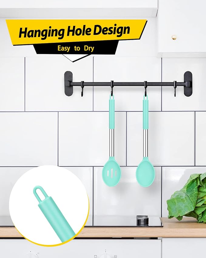 Pack of 2 Large Silicone Cooking Spoons, Non Stick Solid Basting Spoon - Image 4