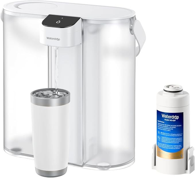 Waterdrop ED02W Compact Electric Water Filter Pitcher, 200-Gallon Rechargeable by Waterdrop
