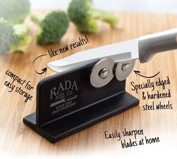 Rada Cutlery Quick Edge Knife Sharpener, 3.5" x 2", Stainless Steel Wheels - Image 6