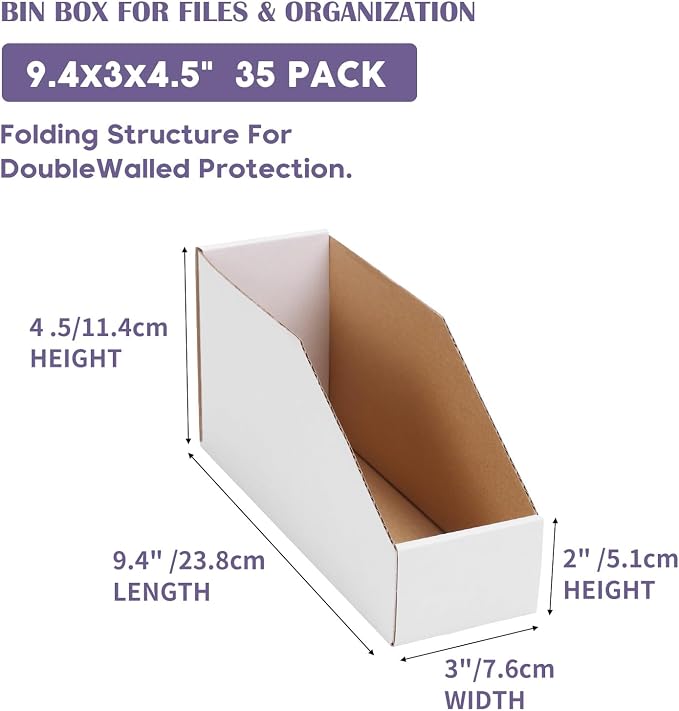 EXYGLO Cardboard Storage Bins 35 Pack, 9.4x3x4.5 Inch Cardboard Boxes, - Image 2