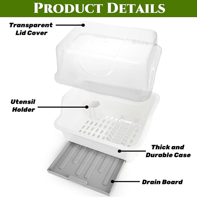 Dish Drying Rack, Plastic Plate Cup Dryer Holder - Image 3