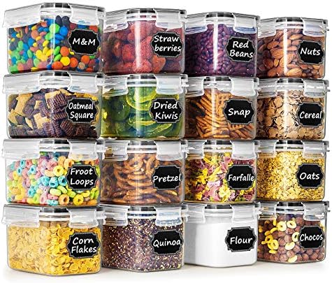 Wildone Airtight Food Storage Containers with Lids 0.8L, 16PCS, Black