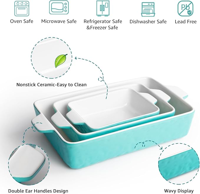 Casserole Dishes for Oven, Ceramic Baking Dishes, Lasagna Pan - Image 4