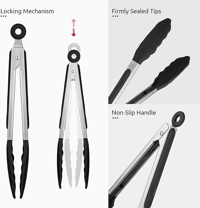 600ºF Heat Resistant Kitchen Tongs: U-Taste 9 inch Silicone Cooking Tong - Image 6