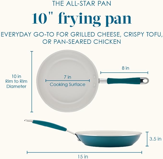 Rachael Ray Cucina Ceramic Nonstick Frying Pans/Skillet Set, Dishwasher Safe - Image 2