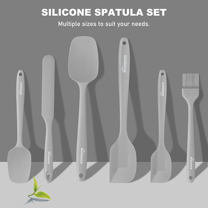 NileHome Silicone Spatula Set, 6 Pieces Food Grade Kitchen Utensils - Image 7