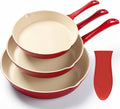 Enameled Cast Iron Skillet 3-Piece Set, Nonstick Heavy-Duty 11", 10"