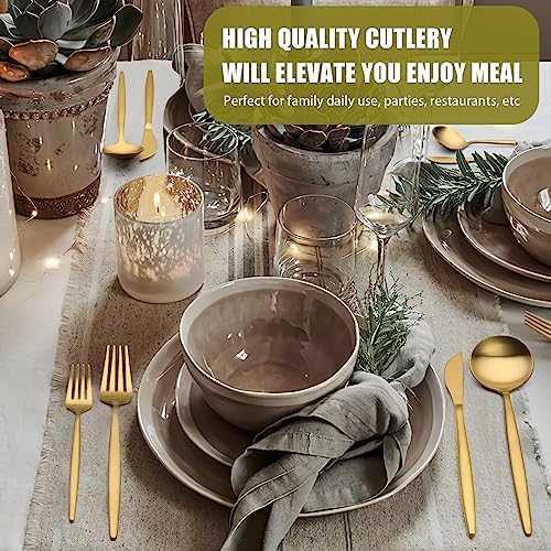 20 Piece Gold Silverware Set for 4, Terlulu Stainless Steel Flatware