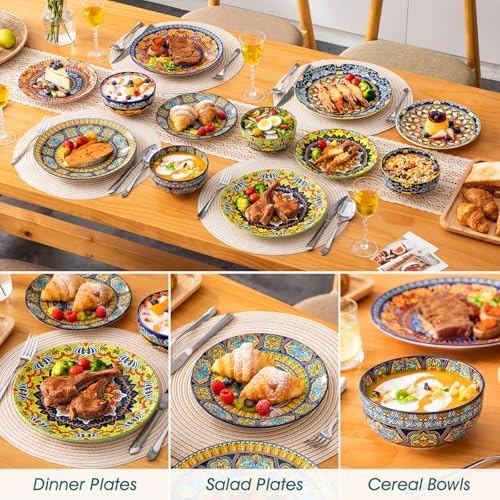 vancasso Plates and Bowls Sets,12-Piece Porcelain Dinnerware Set