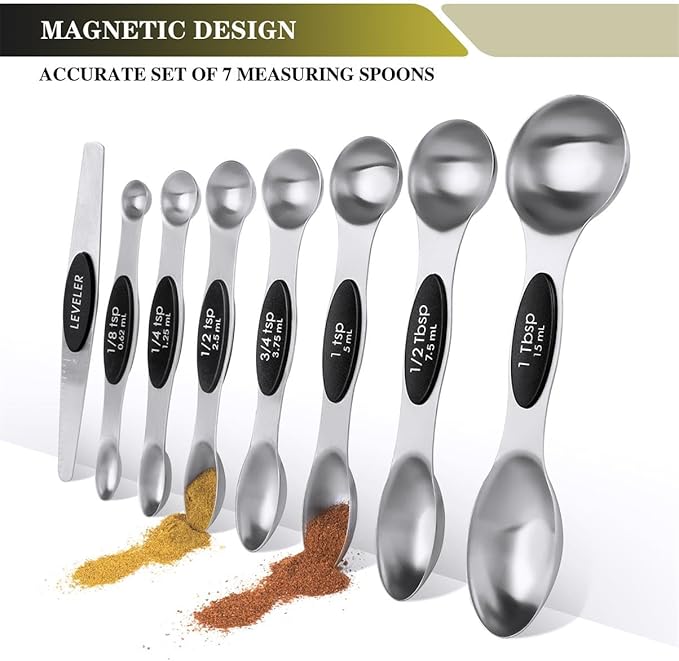 Measuring Cups & Spoons Set of 16, BOBIPRO Stainless Steel 8 Nesting Measure - Image 3