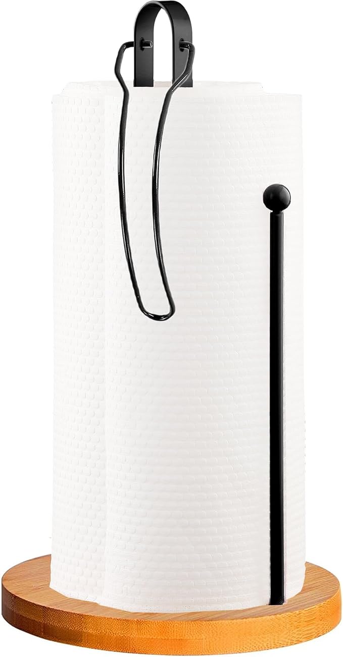 Wood Paper Towel Holder Countertop, TONLEA Kitchen Paper Towel Holder by TONLEA