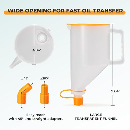 FOUR UNCLES 1.5L Oil Funnel Kit, Universal No-Spill Engine Oil Funnel - Image 7