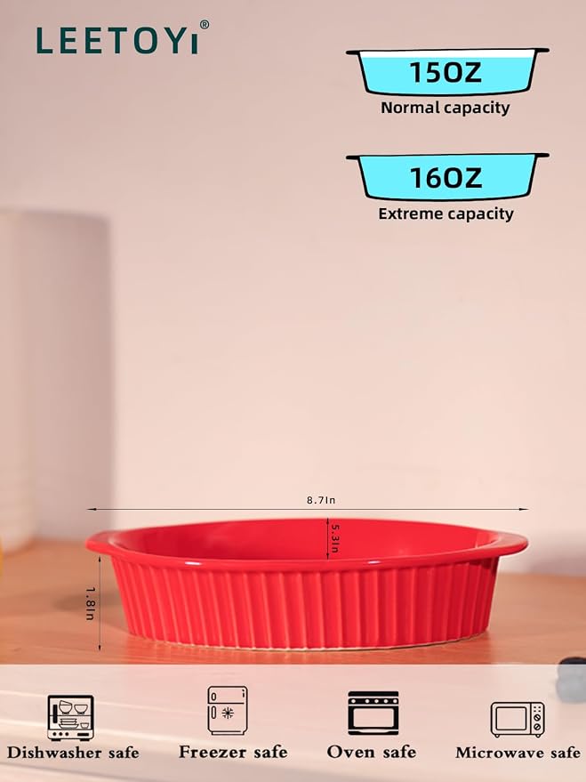 LEETOYI Porcelain Small Oval Au Gratin Pans, Baking Dish Set - Image 5