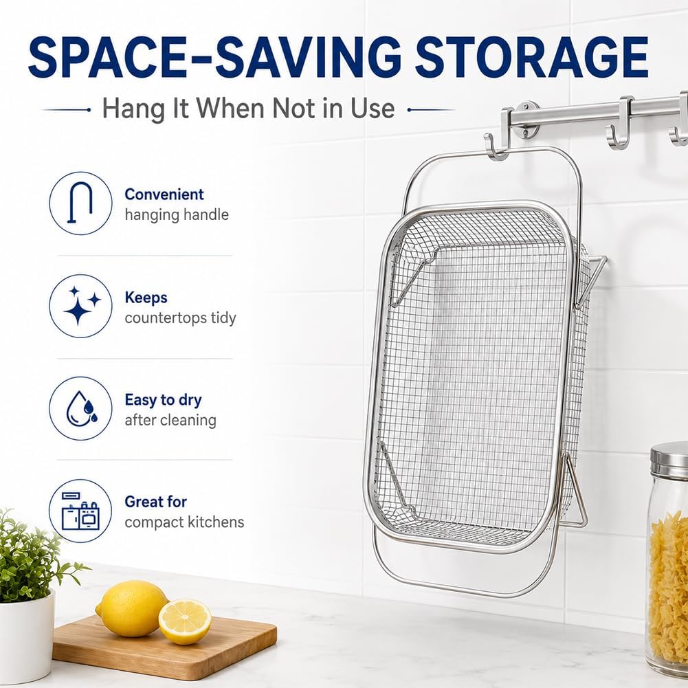 Stainless Steel Telescopic Drainer Basket Adjustable with Handles,M
