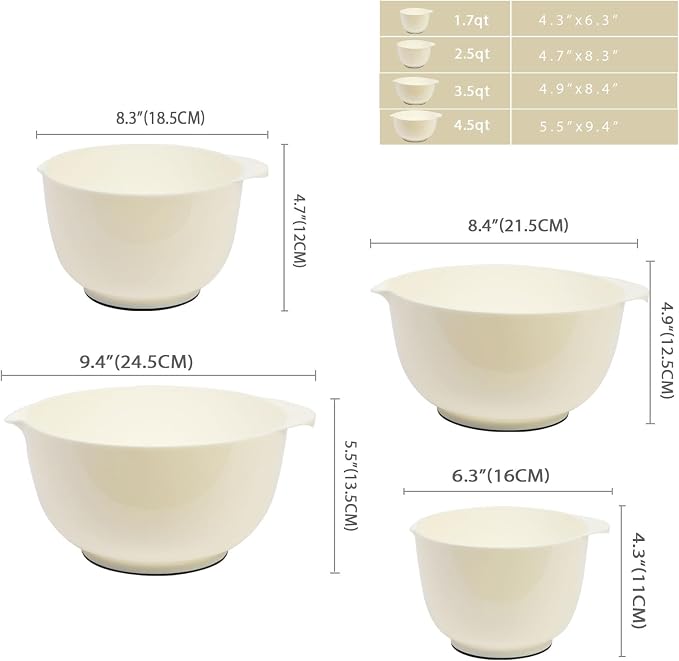 BoxedHome 4 Quart Large Plastic Mixing Bowls, Microwave Safe Mixing Bowl Set - Image 3