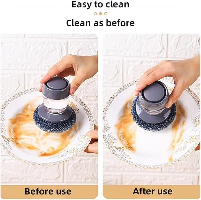 Soap Dispense Palm Scrub dishwashing Kitchen Scrubber Press Automatic Liquid - Image 3