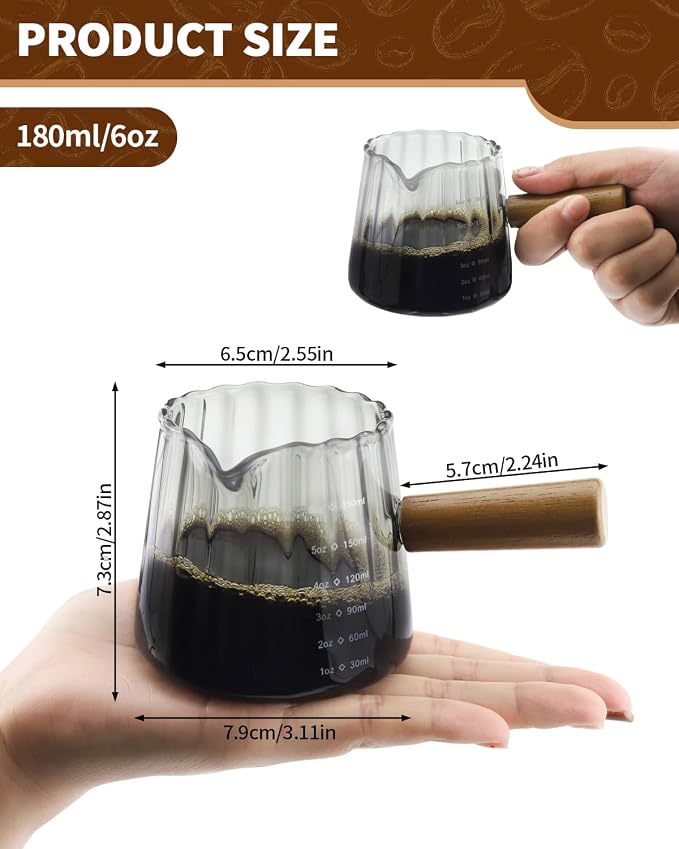 2 Pack Espresso Measuring Cup, 6oz Borosilicate Glass Espresso Cups - Image 2