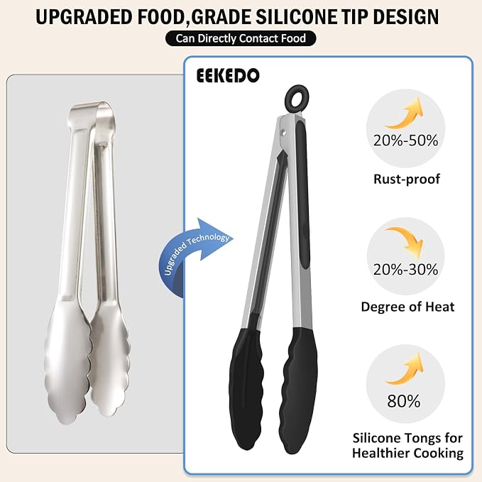 Tongs for Cooking, 600ºF High Heat-Resistant Stainless Steel Kitchen Tongs - Image 9