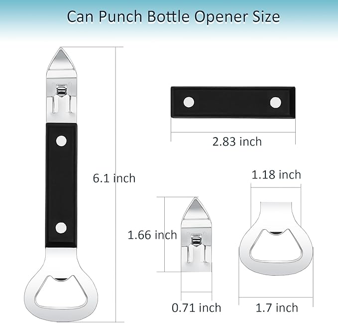 Can Punch Opener Little Cook Stainless Steel Can & Bottle Opener, Manual 2 in 1 - Image 2