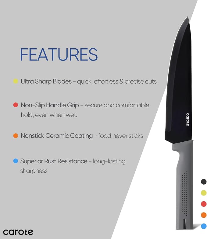 CAROTE 14Pcs Kitchen Knife Set, Stainless Steel knife set - Image 7