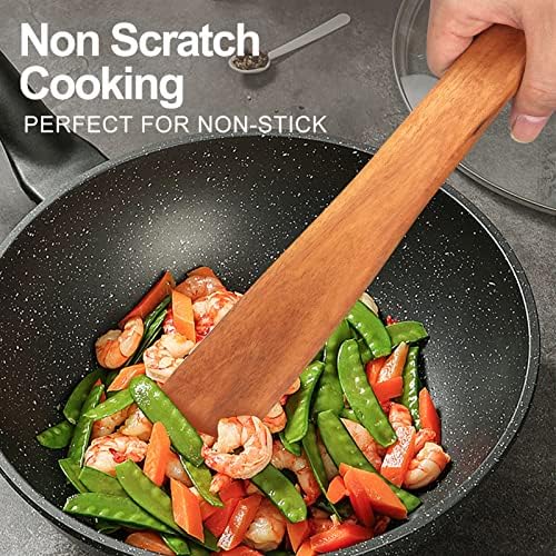Non Toxic Wood Spatula for Cooking Spoon Teak Wooden Utensil Set