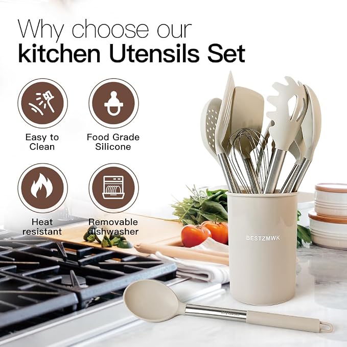 Kitchen Utensils Set-Silicone Cooking Utensils-33pcs Non-Stick Silicone Cooking - Image 3