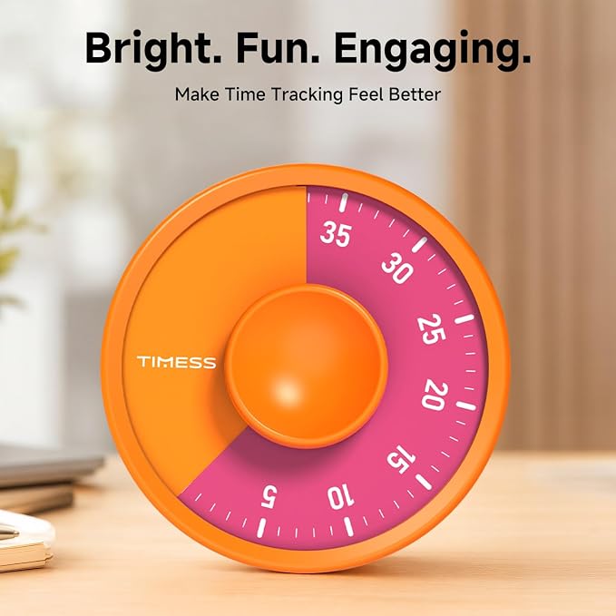 60-Minute Visual Timer, Twist to Set, Loud Battery-Powered Alarm, - Image 7
