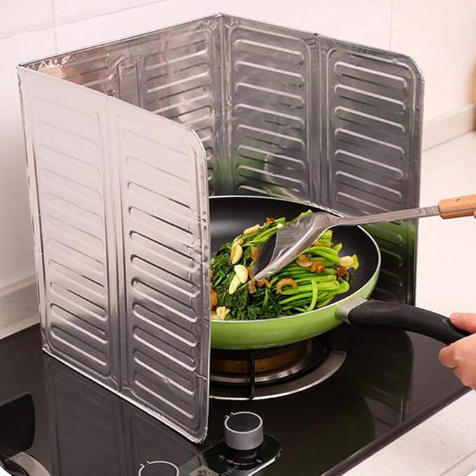 Hztyyier 3 Sided Oil Proof Aluminum Foil Splatter Guard Foldable Heat Insulation - Image 3