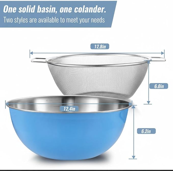 304 Stainless Steel Kitchen Colander Set, 3.5QT Colander - Image 8