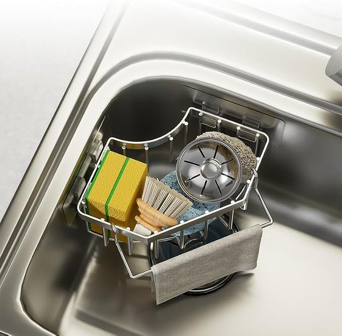 Corner Sink Organizer, Self-Adhesive Kitchen Storage Rack - Image 3
