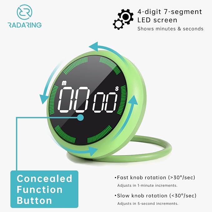 Emerald Quick Que Kitchen Timers, Visual timers Large LED Display Magnetic - Image 2
