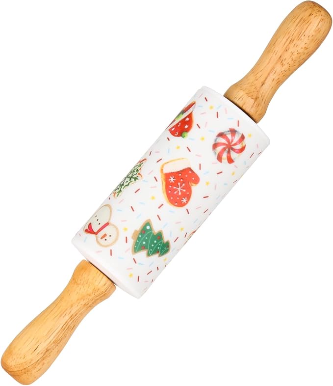 Mini Silicone Rolling Pin for Kids, Non-stick Surface Wood Handle, 9 Inch 1 by Honglida