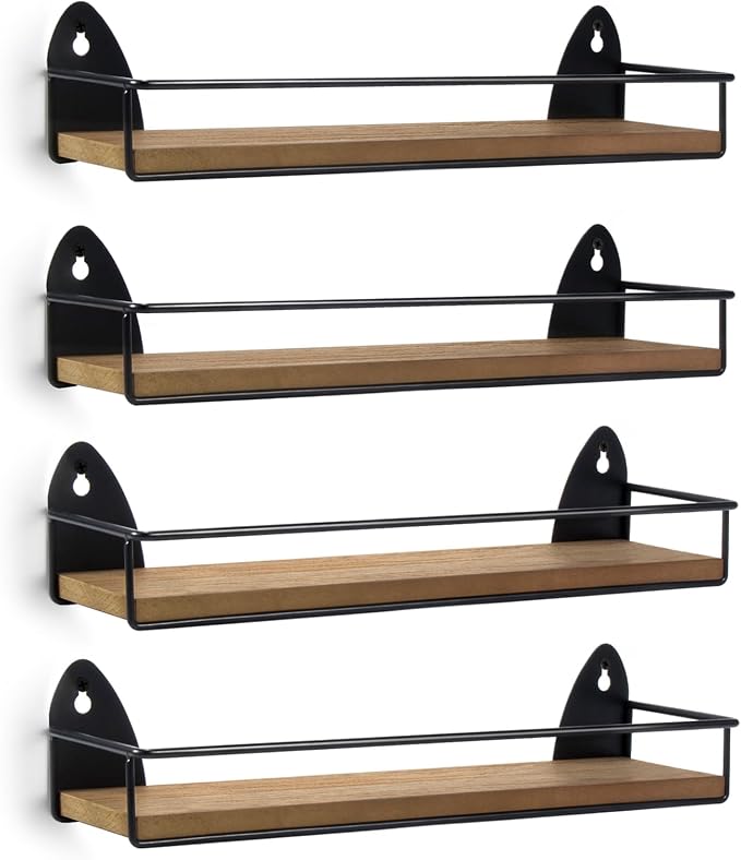 TJ.MOREE 4 Pack Spice Rack Wall Mounted Rustic Style Hanging Spice Organizer - Image 7