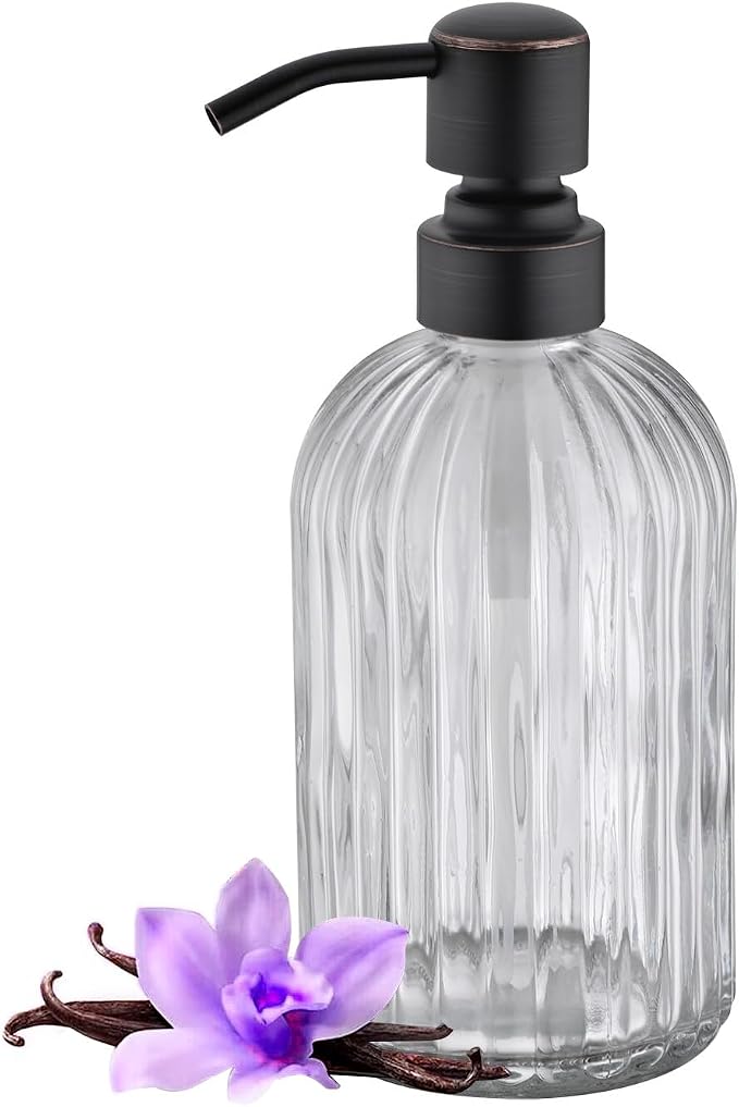 16Oz Clear Glass Soap Dispenser by LEETCPHOME