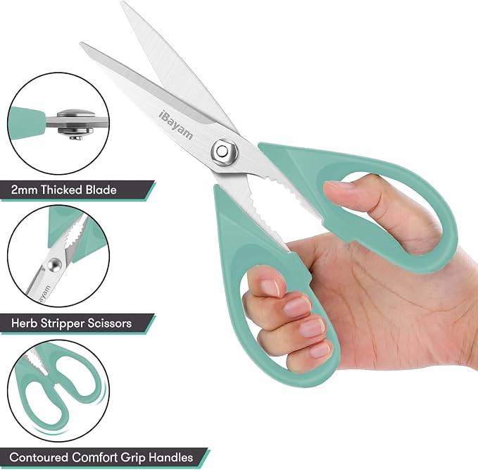 iBayam 1-Pack Kitchen Scissors All Purpose Kitchen Shears Heavy Duty 8.5" - Image 4