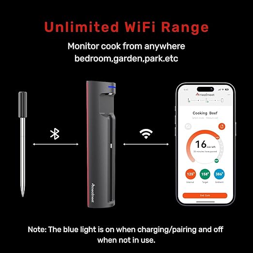 WiFi Wireless Bluetooth Meat Thermometer Digital, Smart AI Powered Cooking - Image 3