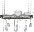 33” Hanging Pot Rack Ceiling Mount, Oval Pots and Pans Hanging Rack, Ceiling by TICKCACY-EnrichYourLife