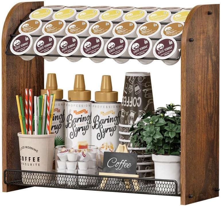 Lixple K Cup Holder, Coffee Pod Holder, K Cup Organizer, Rustic Brown