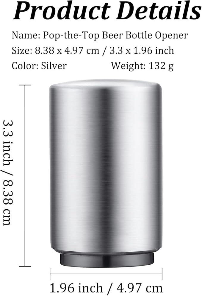 3PCS Premium Automatic Beer Bottle Opener, Magnet Stainless Steel Push Down Off - Image 2