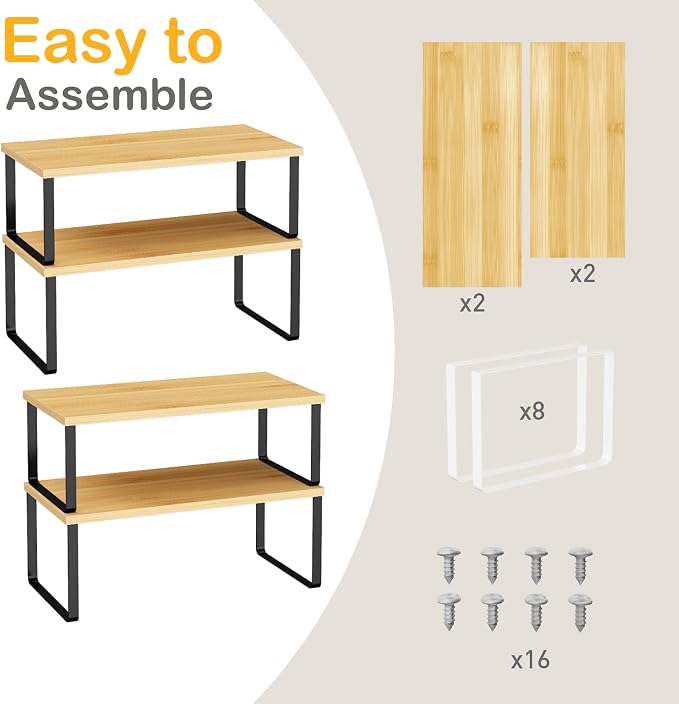OGEMXU Cabinet Shelf Organizers, 15.7 inches Large Kitchen Counter Shelf - Image 7