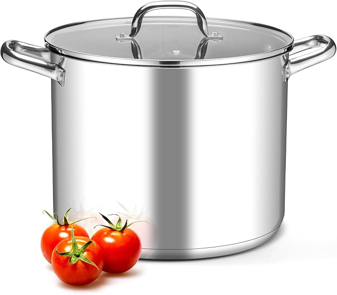 Leonyo 16 Quart Stock Pot With Lid, 18/10 Stainless Steel Stockpot, large by Leonyo