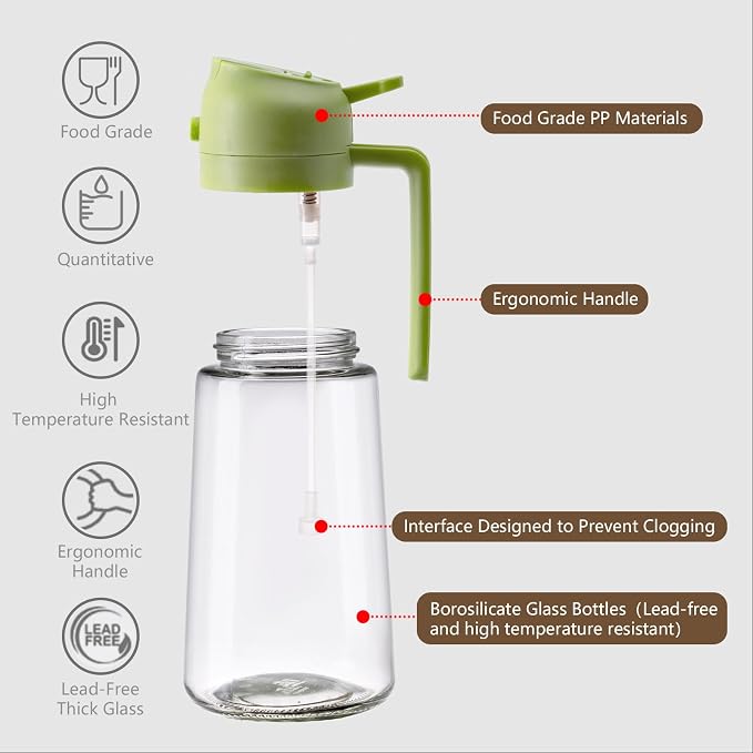 SWEET VIEW 16oz/470ml Oil Dispenser and Oil Sprayer, Glass Olive Oil Pourer - Image 5