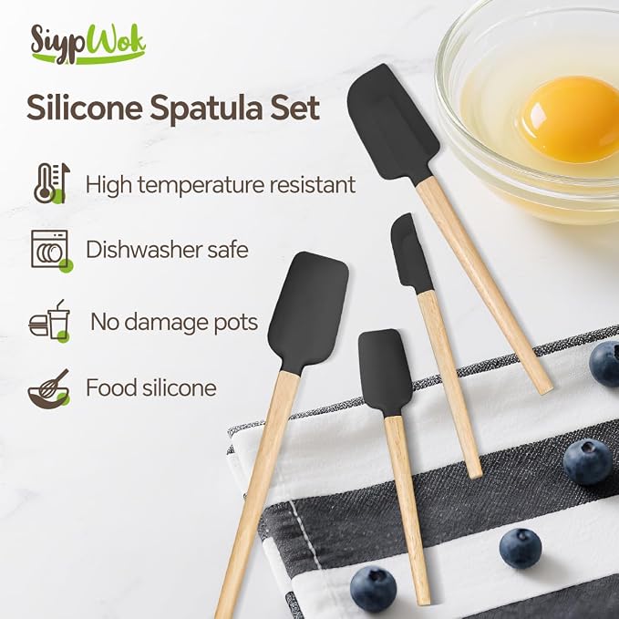 Silicone Spatula Set, Food Grade Rubber Spatula-4 Piece Nonstick Rubber Spatulas - Image 5